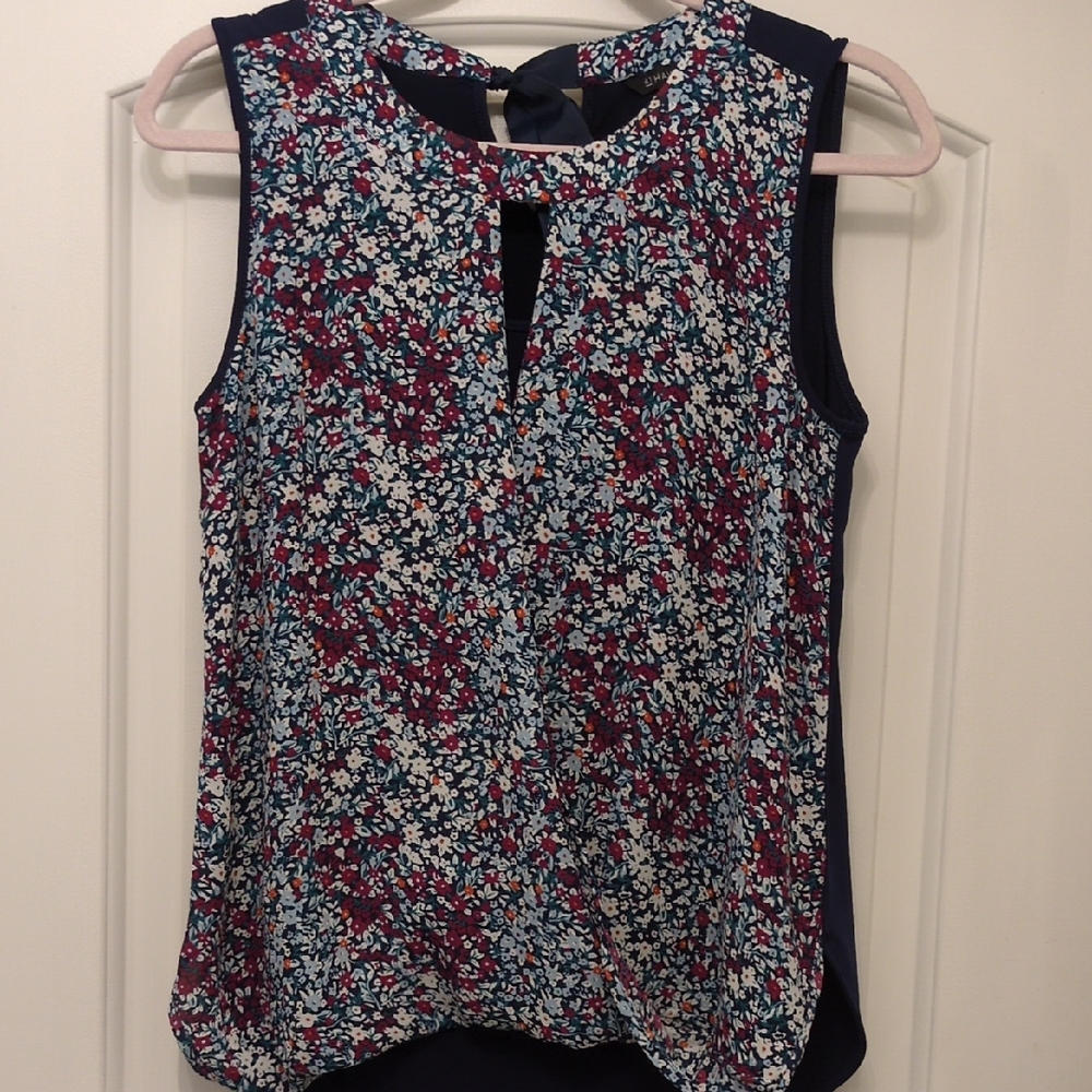 41 Hawthorn Floral Sleeveless Blouse - Blue and Red